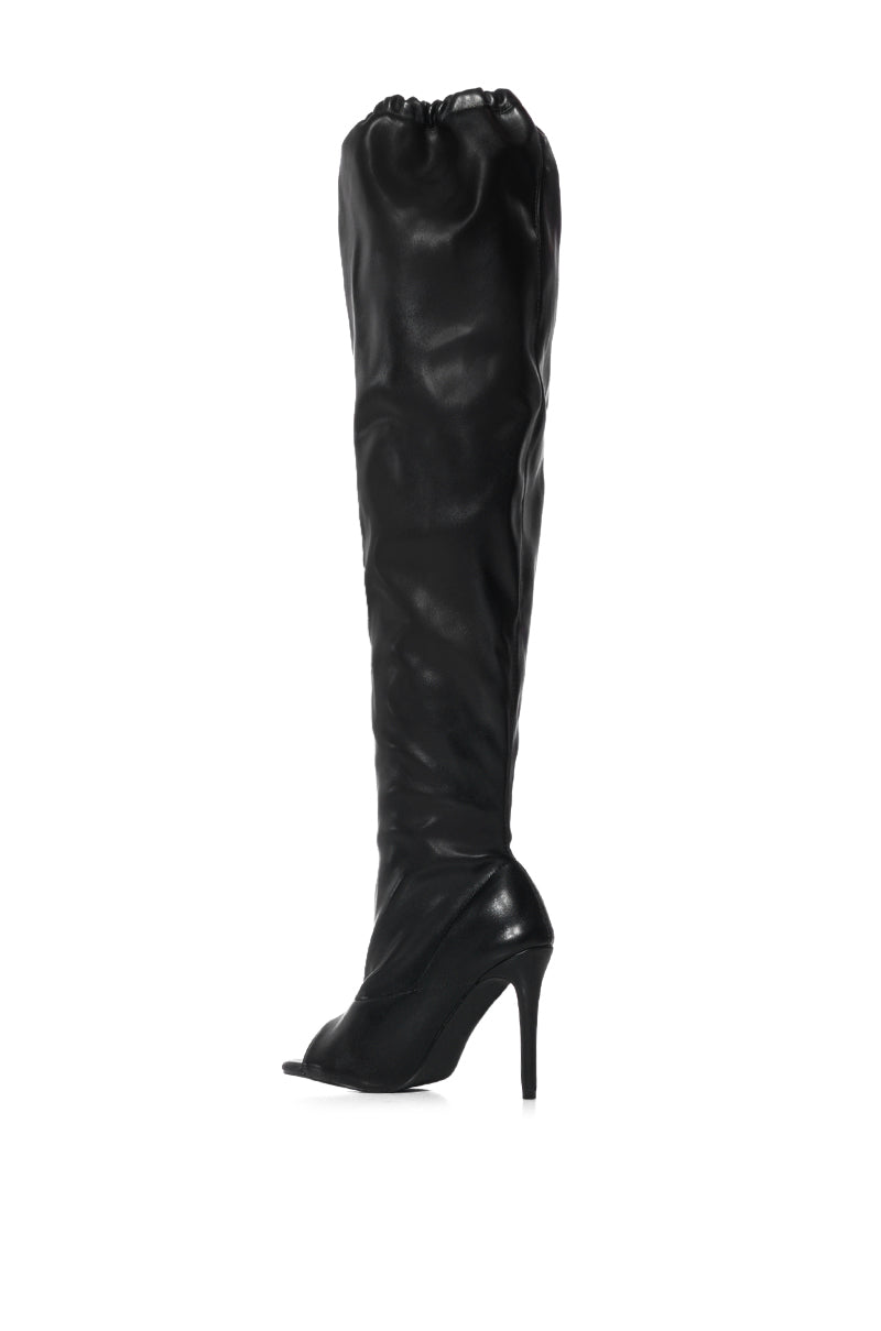 AZALEA WANG LAINEZ BLACK OPEN TOE BOOT