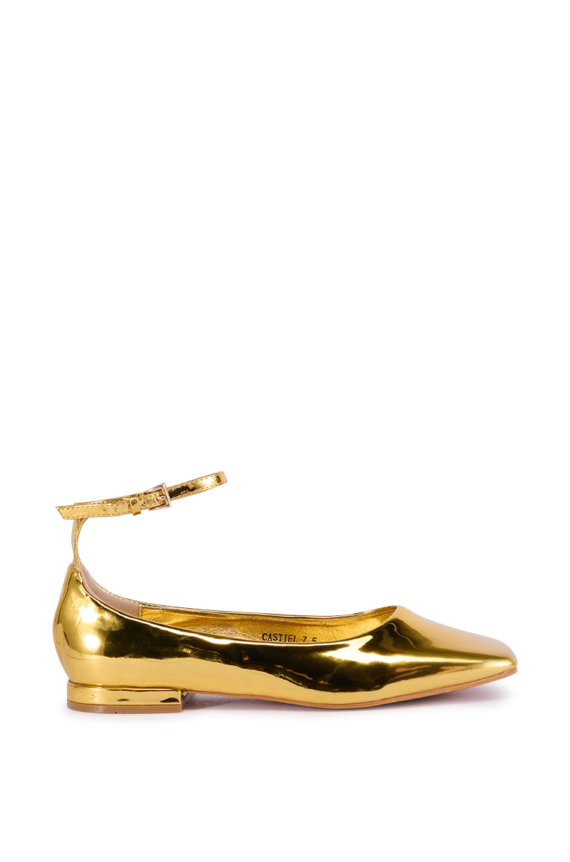 AZALEA WANG CASTIEL GOLD METALLIC BALLET FLAT