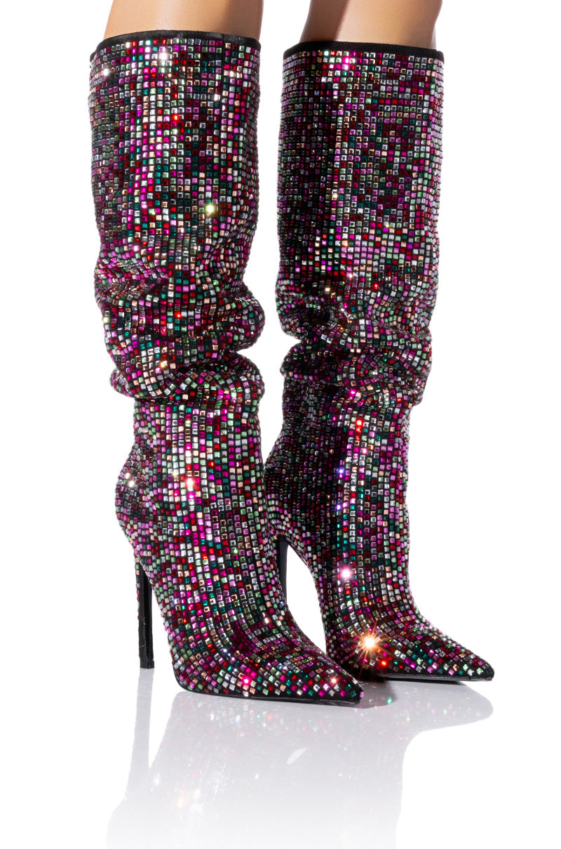 AZALEA WANG IZZY EMBELLISHED BOOT IN MULTI