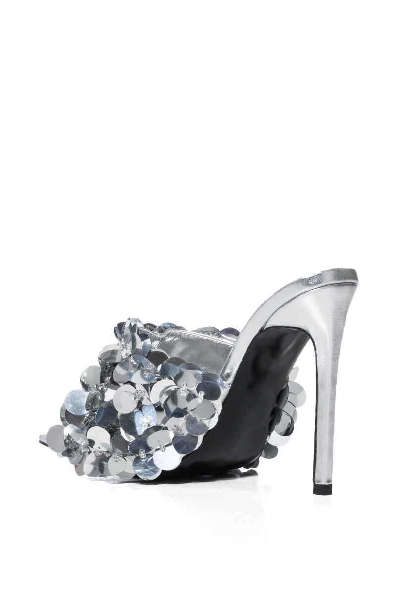 AZALEA WANG SKYLARA SILVER EMBELLISHED SANDAL