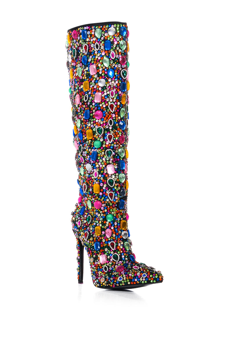 AZALEA WANG ECSTATIC MULTI RHINESTONE COVERED BOOT