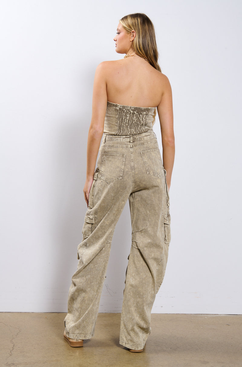 NO ONE LIKE ME CARGO DENIM JUMPSUIT