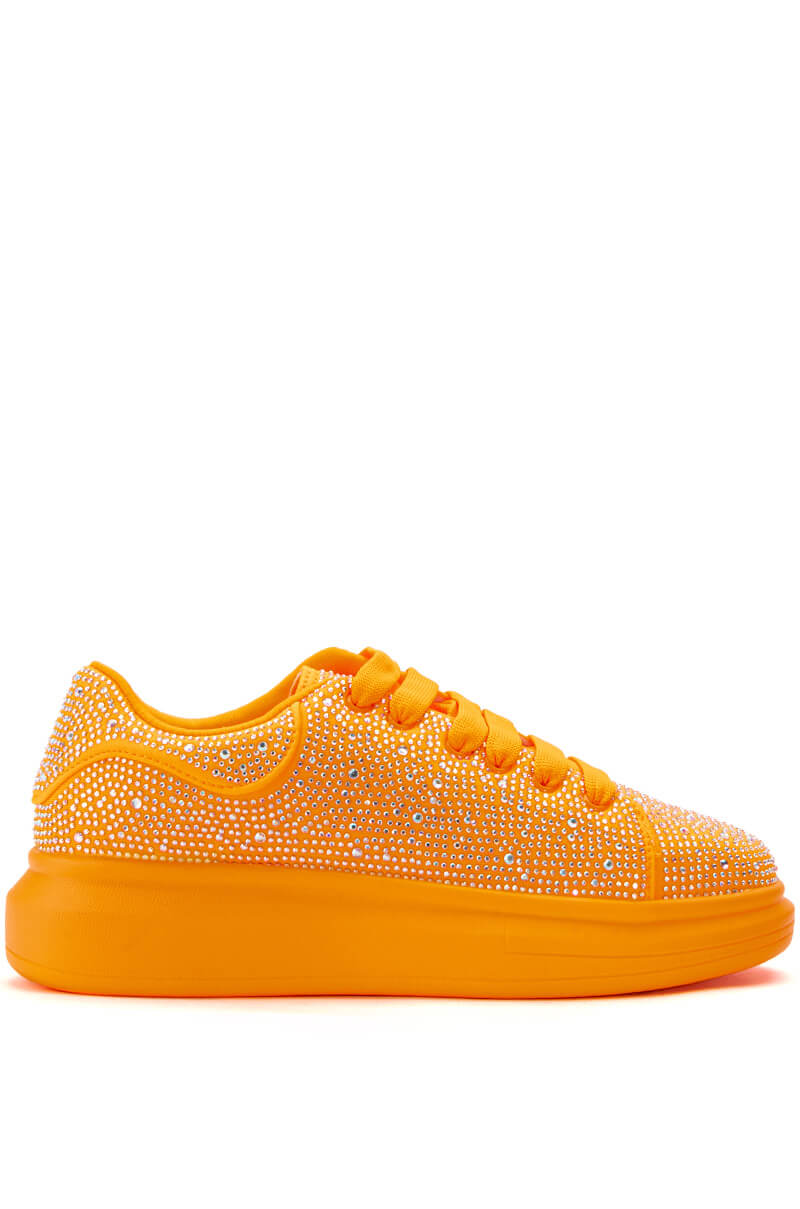 SIA EMBELLISHED SNEAKER IN ORANGE