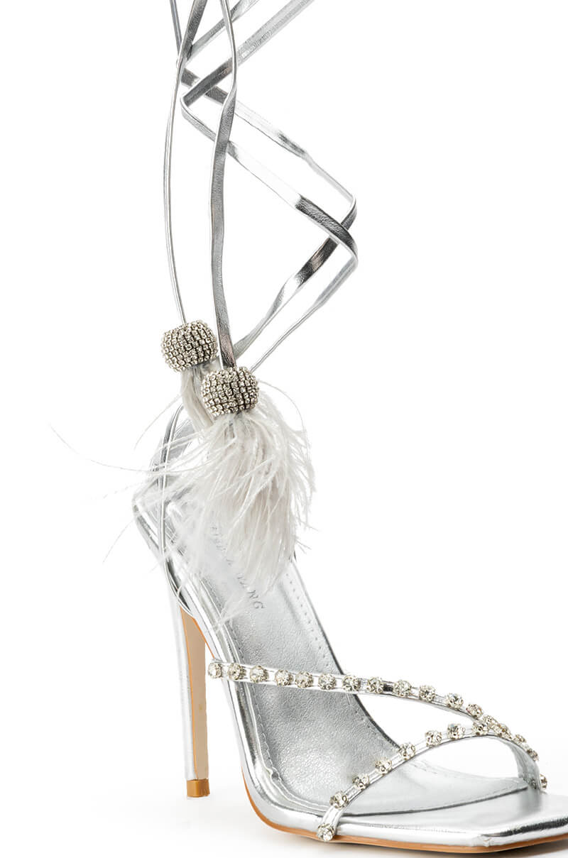 AZALEA WANG MISSY STILETTO METALLIC SANDAL IN SILVER