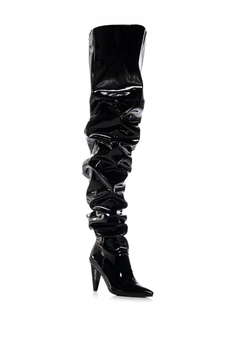 AZALEA WANG JETAIME BLACK PATENT BOOT