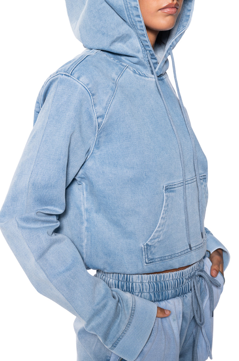 COVER ME IN DENIM HOODIE