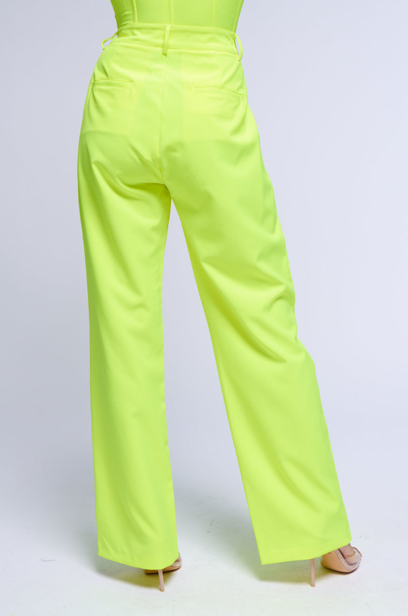 SONIQUE RELAXED FIT TROUSERS IN NEON YELLOW