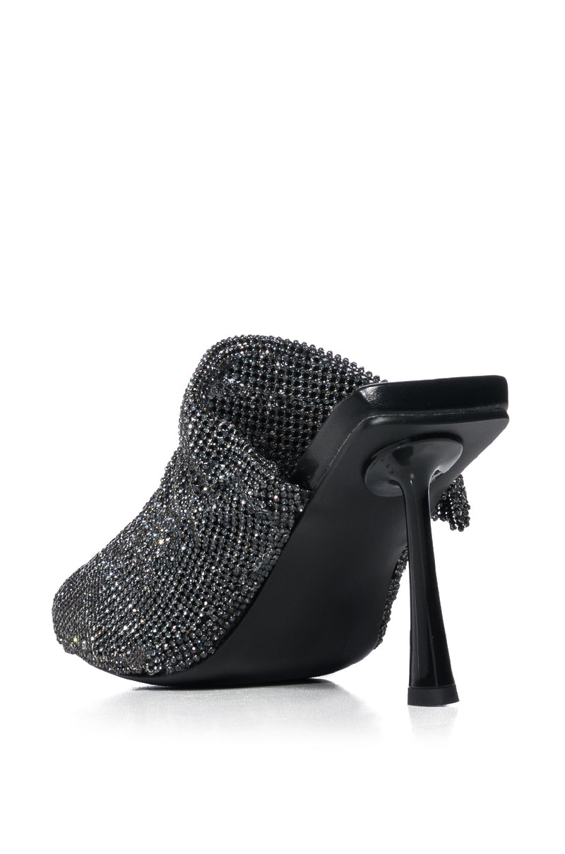 AZALEA WANG RAIN EMBELLISHED ROUND TOE MULE IN BLACK