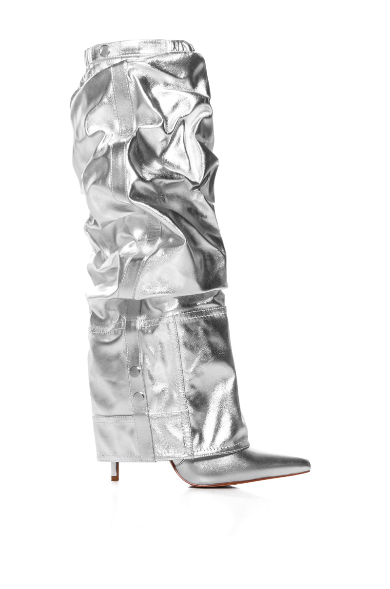 AZALEA WANG SUTTER SILVER METALLIC PANT LOOK BOOT