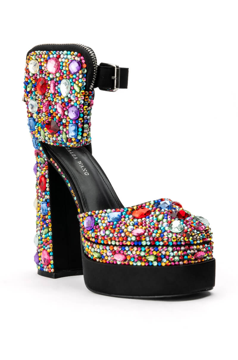 AZALEA WANG TOKYO BLING POCKET CHUNKY PUMP IN MULTI