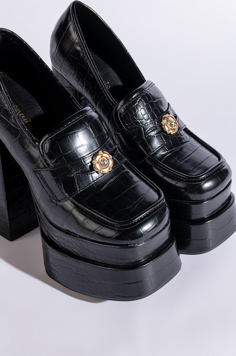 SPICEGIRL CHUNKY CROC LOAFER IN BLACK