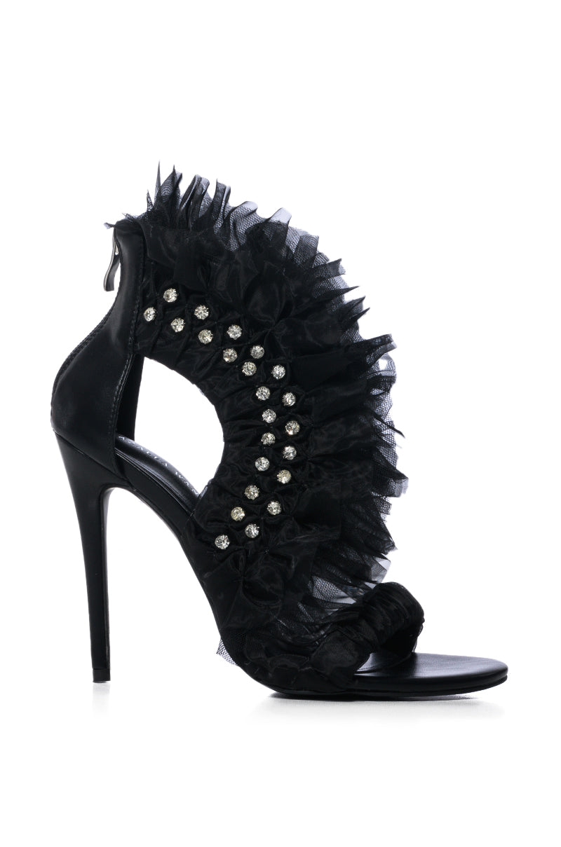 AZALEA WANG TIFFANY BLACK TULLE TUTU SANDAL