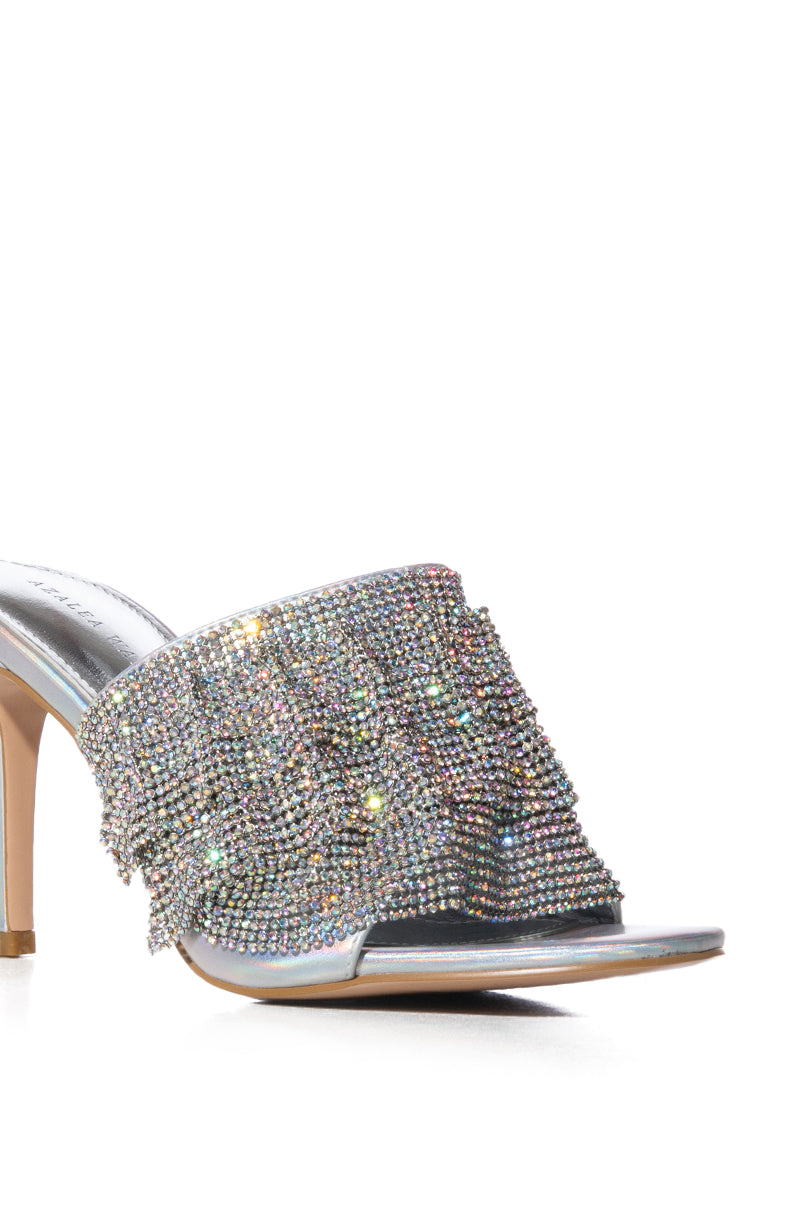 AZALEA WANG LAUDED RHINESTONE STILETTO SANDAL IN SILVER