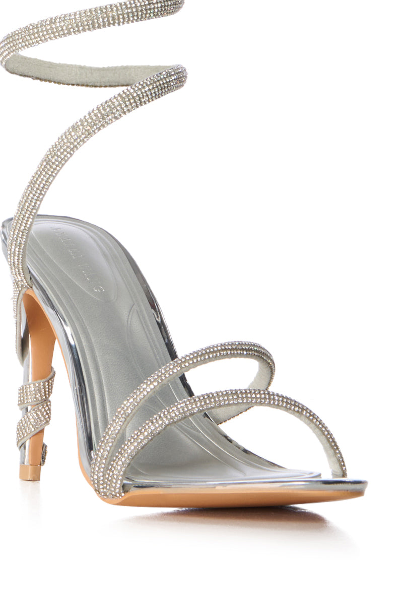 AZALEA WANG STHENO EMBELLISHED GLADIATOR SANDAL IN SILVER