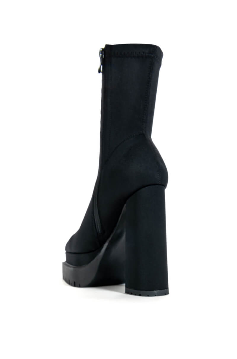 AZALEA WANG LEAH SLIP ON BLACK BOOTIE