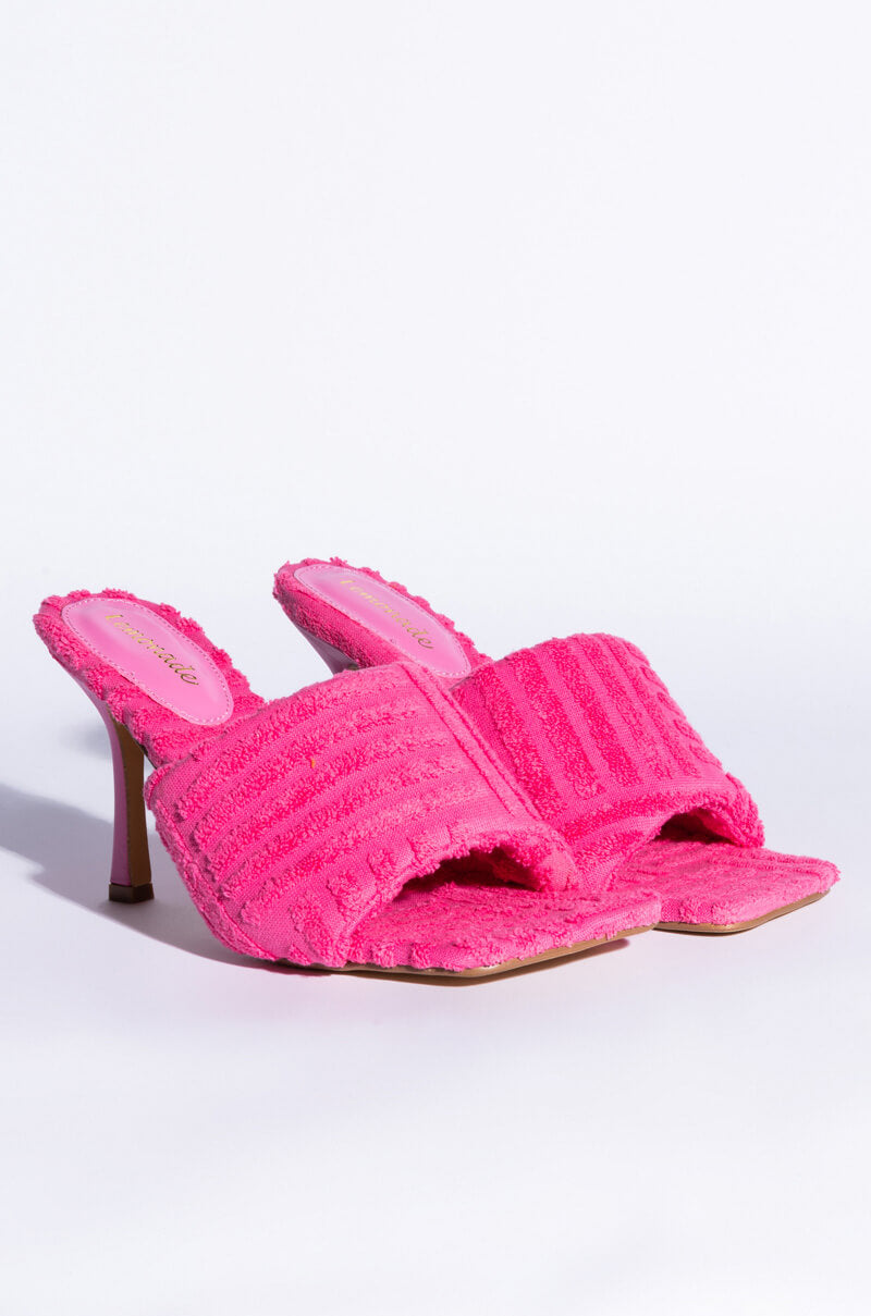TERRY CLOTH STILETTO MULE IN PINK