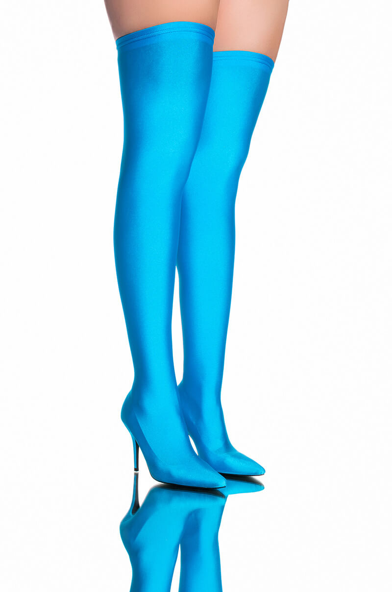 AZALEA WANG HEARTOUT THIGH HIGH STILETTO BOOT IN TURQUOISE