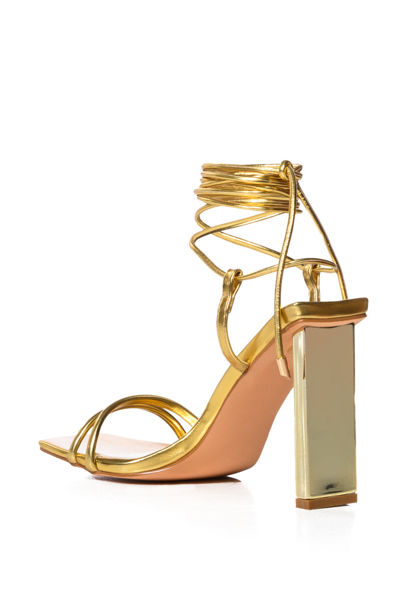 AZALEA WANG NORWOOD GOLD LACE UP SANDAL