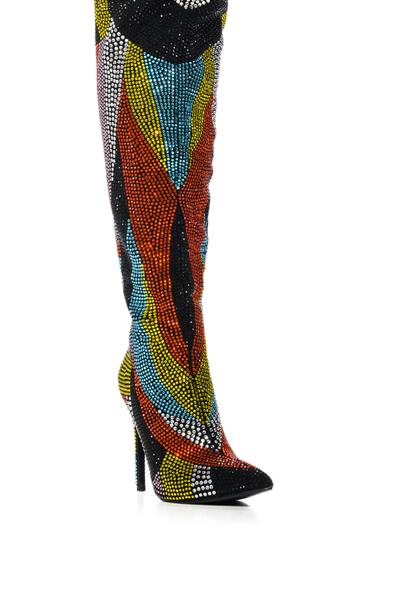 AZALEA WANG GLAMOROUS EMBELLISHED STILETTO BOOT