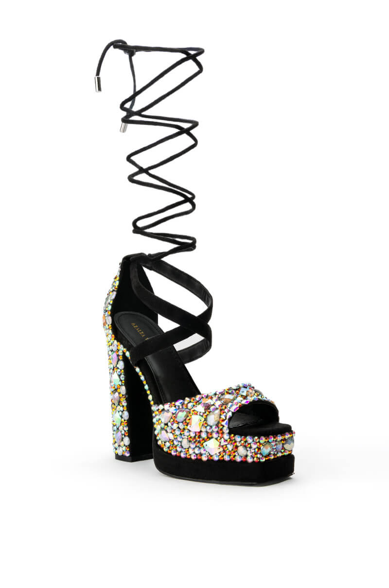 AZALEA WANG DO YOU YOUR THING CHUNKY SANDAL IN BLACK