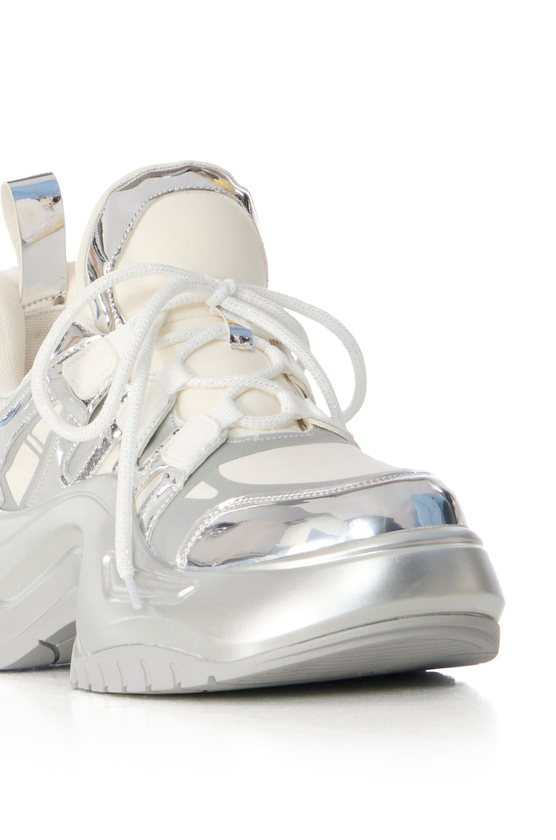 AZALEA WANG SUPER SMOOTH SILVER CHUNKY SNEAKER