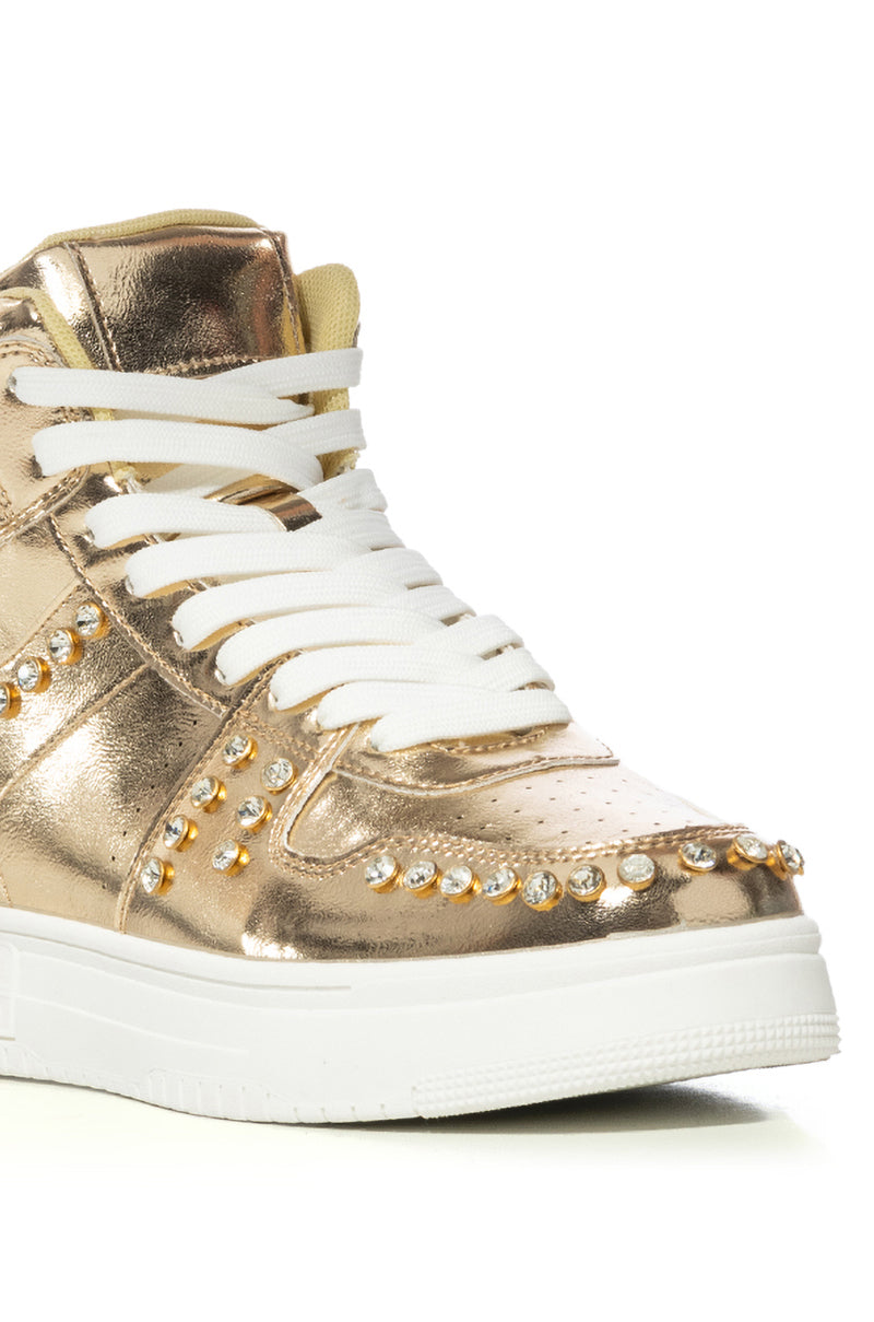 AZALEA WANG NIMBUS GOLD EMBELLISHED HIGH TOP SNEAKER
