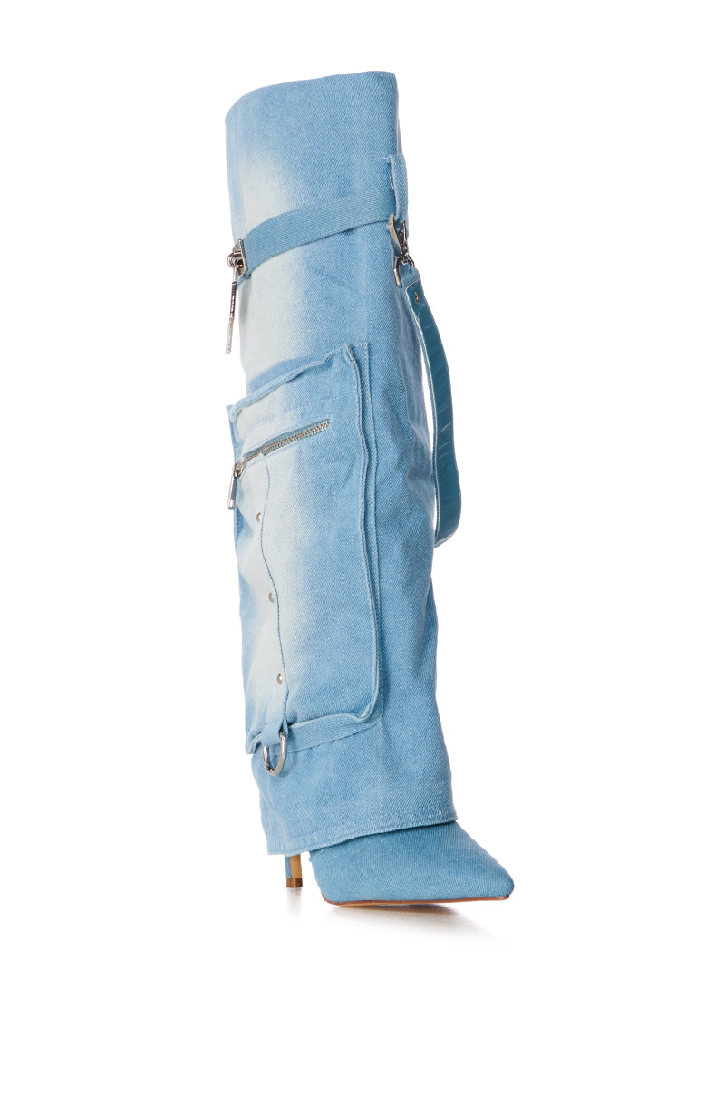 AZALEA WANG CAPALA DENIM FOLD OVER BOOT