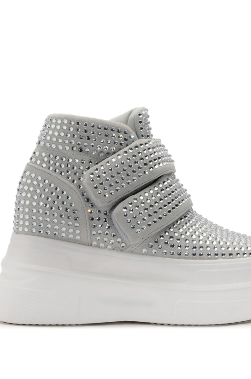 AZALEA WANG CYBER EMBELLISHED PLATFORM SNEAKER IN SILVER