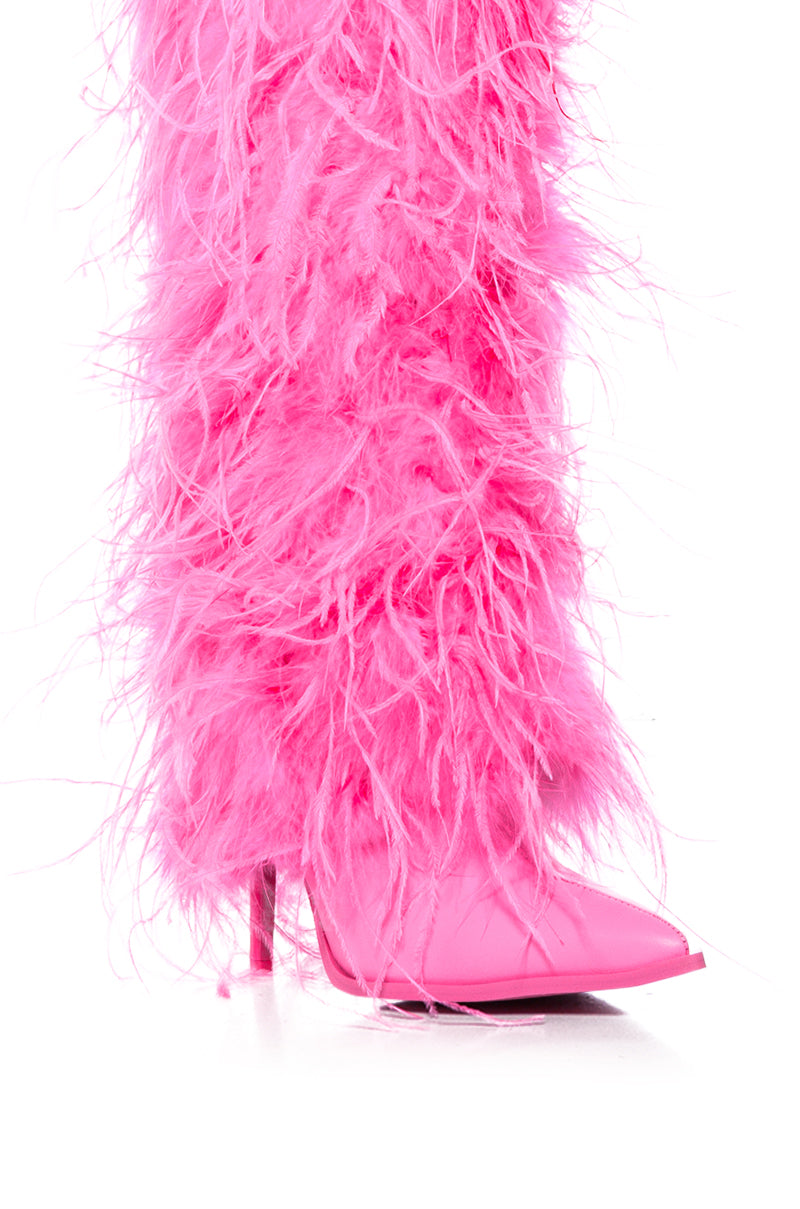 AZALEA WANG PINK FEATHER BOOT