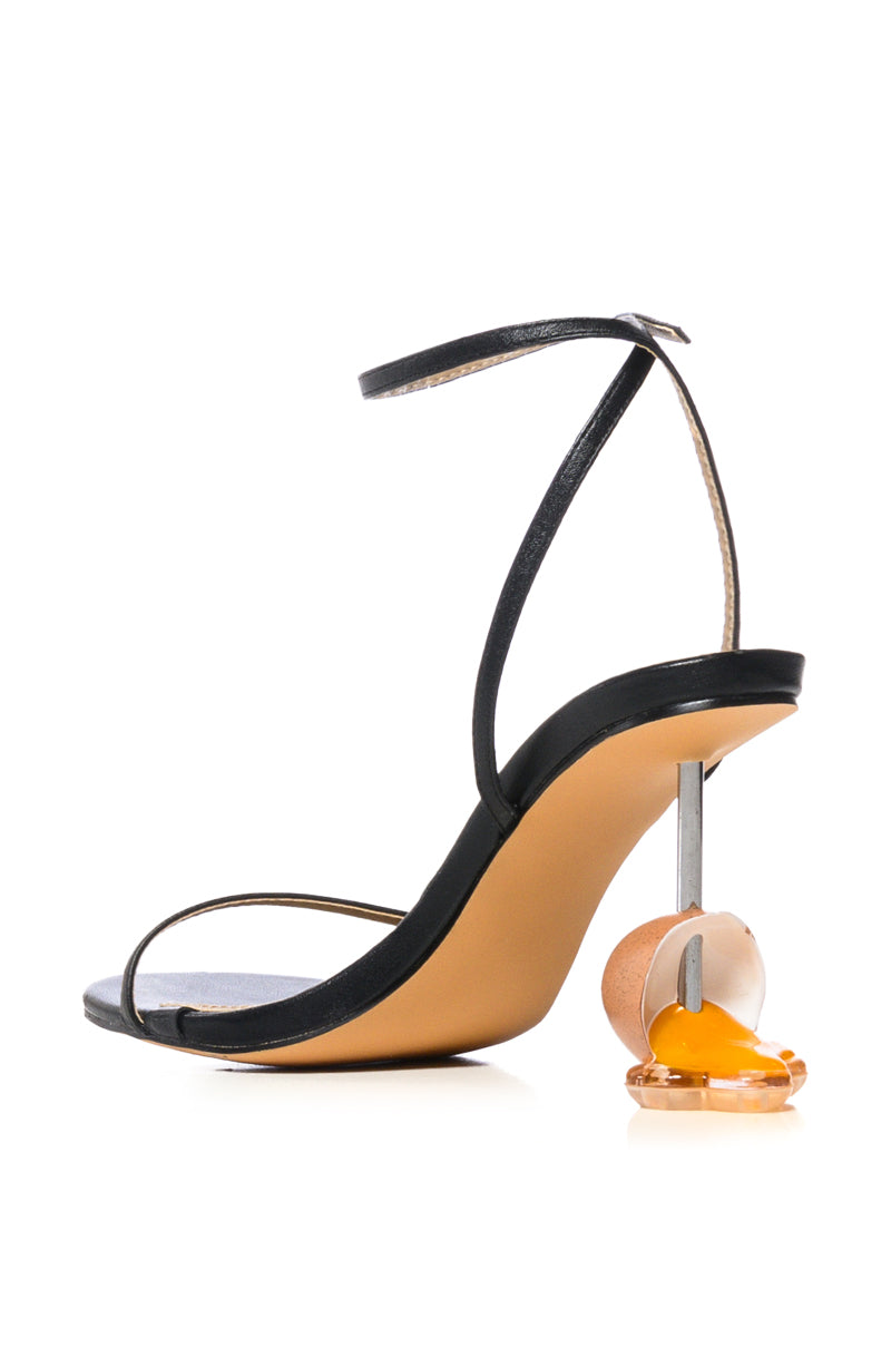 SUNNY SIDE UP BLACK BROKEN EGG HEEL SANDAL