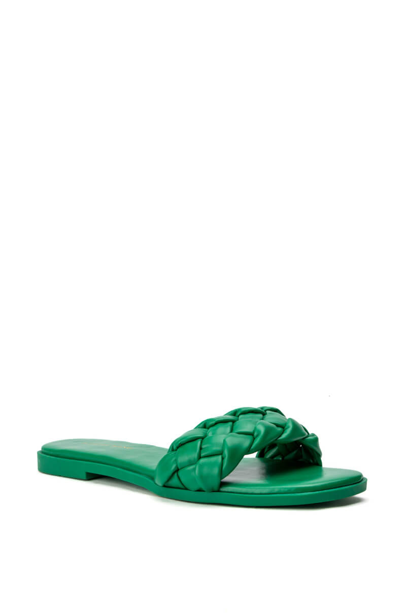 AZALEA WANG BODEGA BRAIDED FLAT SANDAL IN GREEN