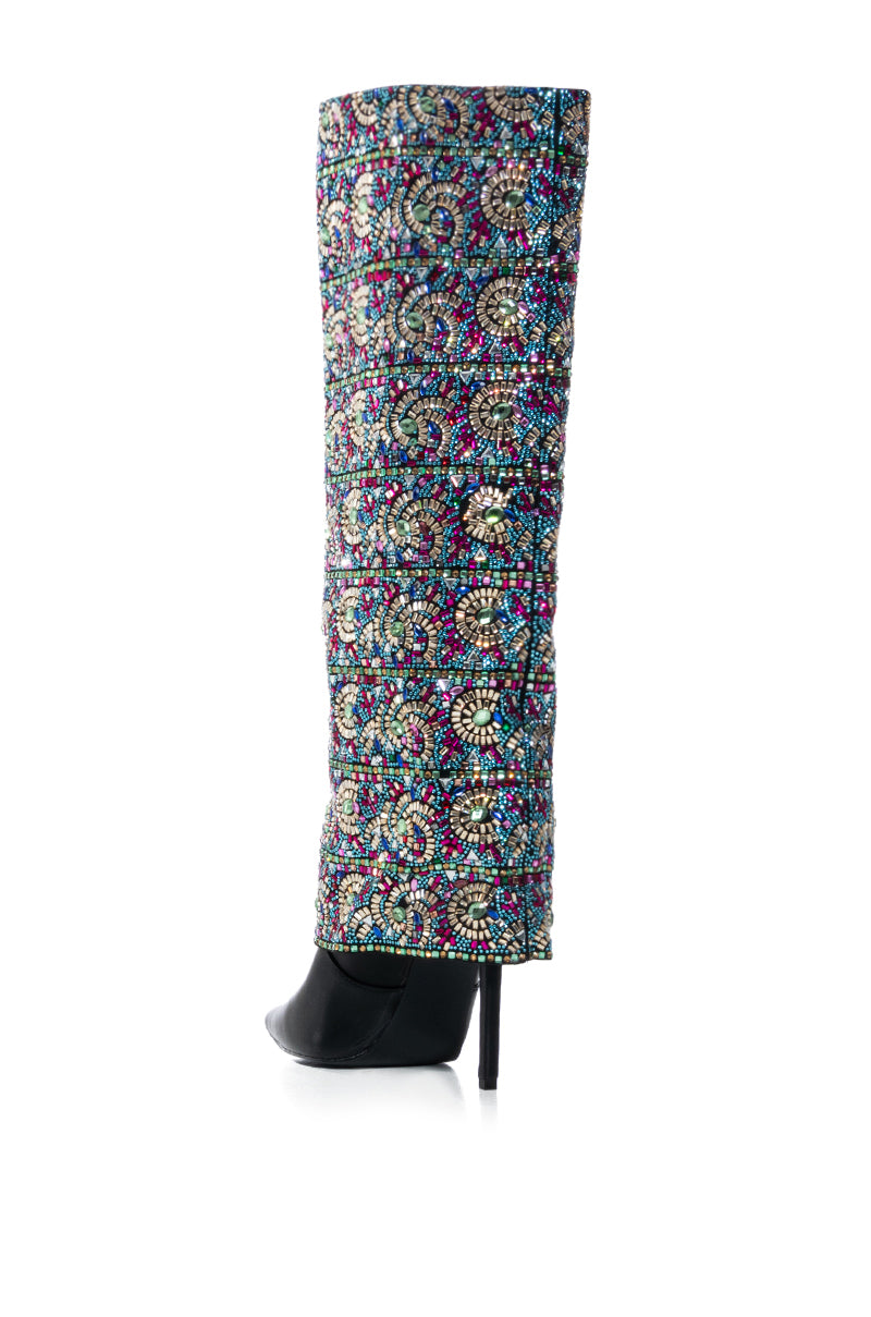 AZALEA WANG AMELIANNA FOLD OVER EMBELLISHED BOOT