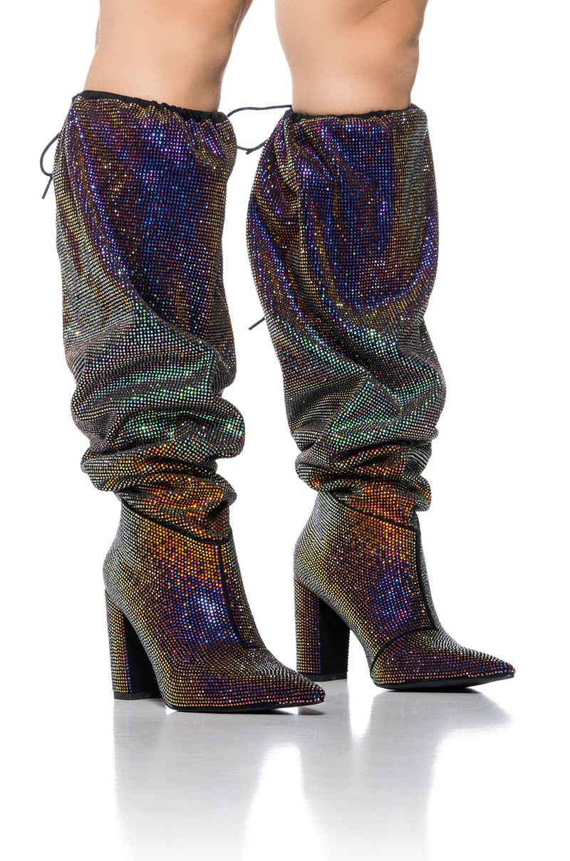 AZALEA WANG CHERISHED MULTI RAINBOW OMBRE EMBELLISHED BOOT