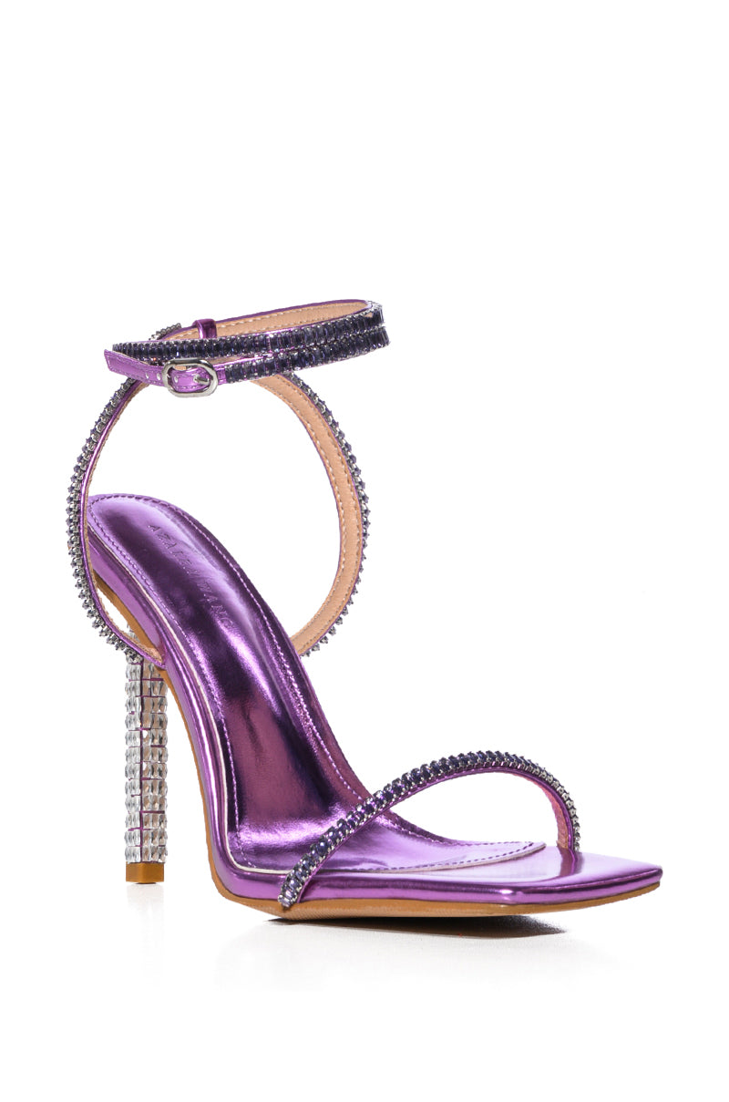 AZALEA WANG ELVEN PURPLE DIAMOND HEEL SANDAL