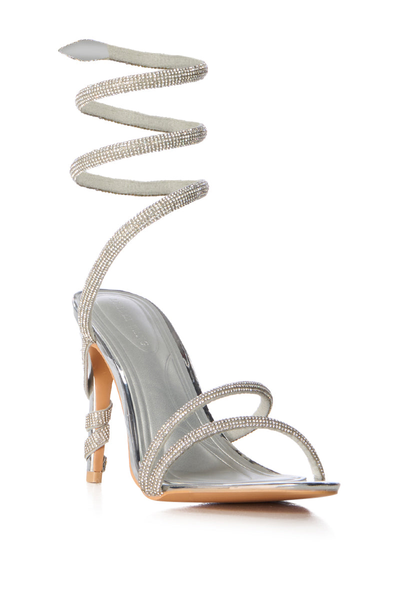 AZALEA WANG STHENO EMBELLISHED GLADIATOR SANDAL IN SILVER