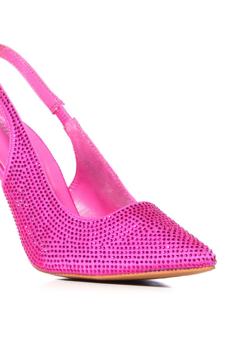 AZALEA WANGRAZIQA PINK RHINESTONE SLING BACK PUMP