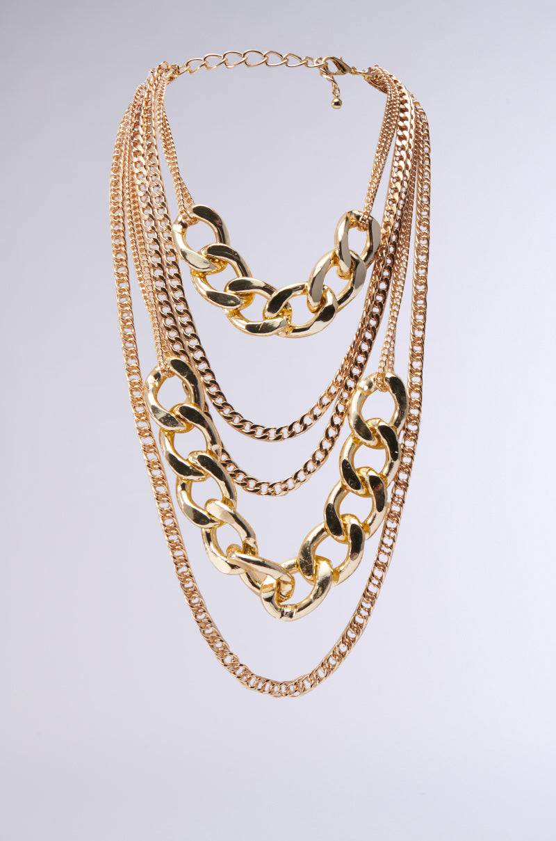 OMG SLAY LAYERED CHAIN NECKLACE IN GOLD