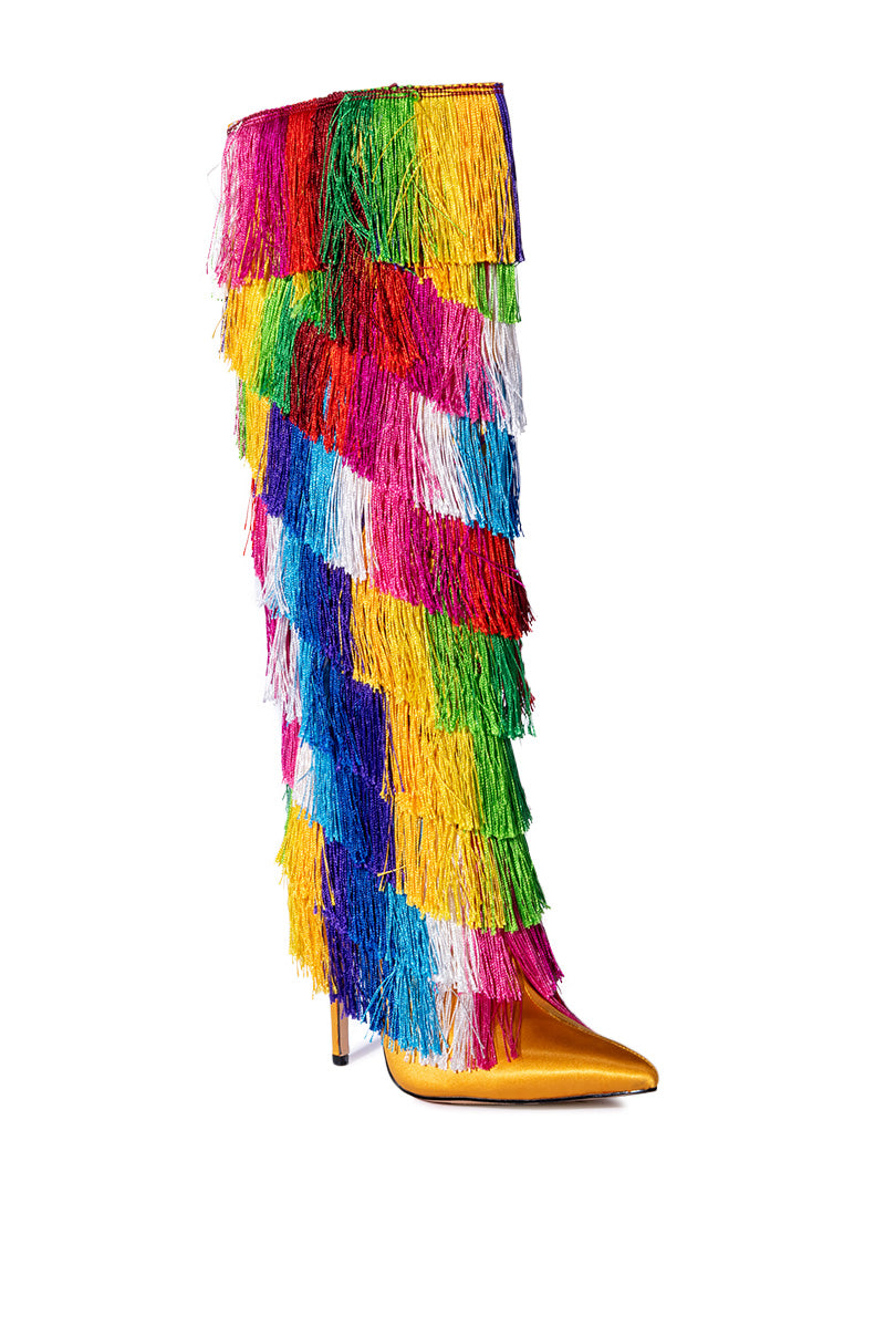 AZALEA WANG PRISTINA BOOT WITH RAINBOW FRINGE