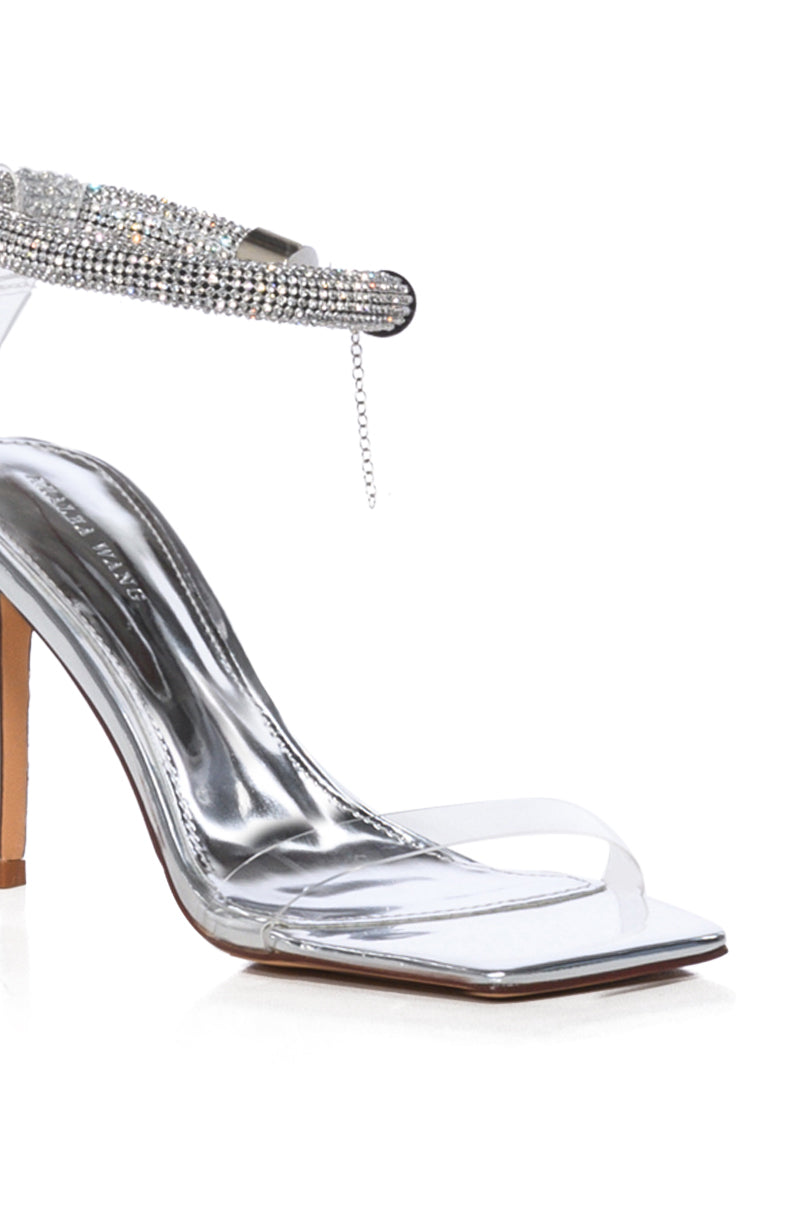 AZALEA WANG PAPI EMBELLISHED PVC SANDAL IN SILVER