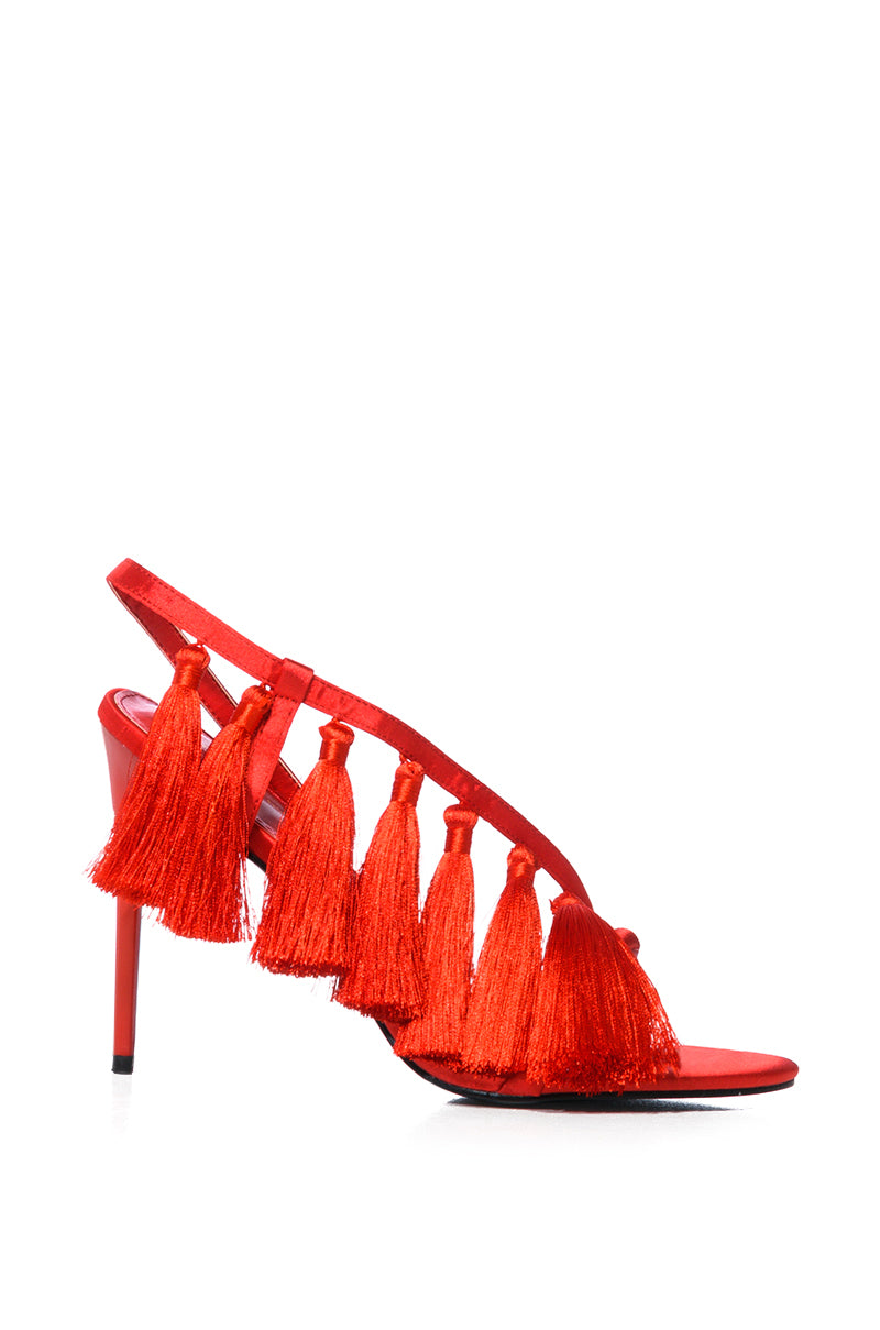 AZALEA WANG CARINA RED FRINGE SANDAL