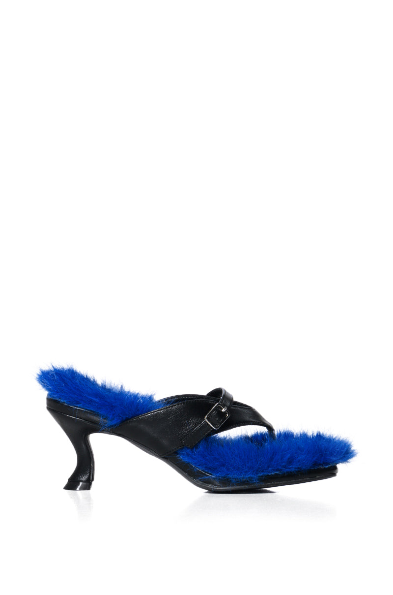 AZALEA WANG SWEETTART BLUE FURRY SANDAL