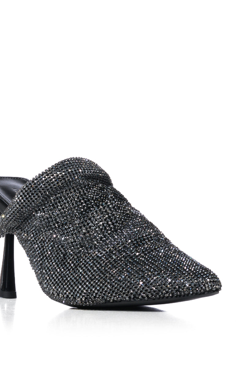 AZALEA WANG RAIN EMBELLISHED ROUND TOE MULE IN BLACK