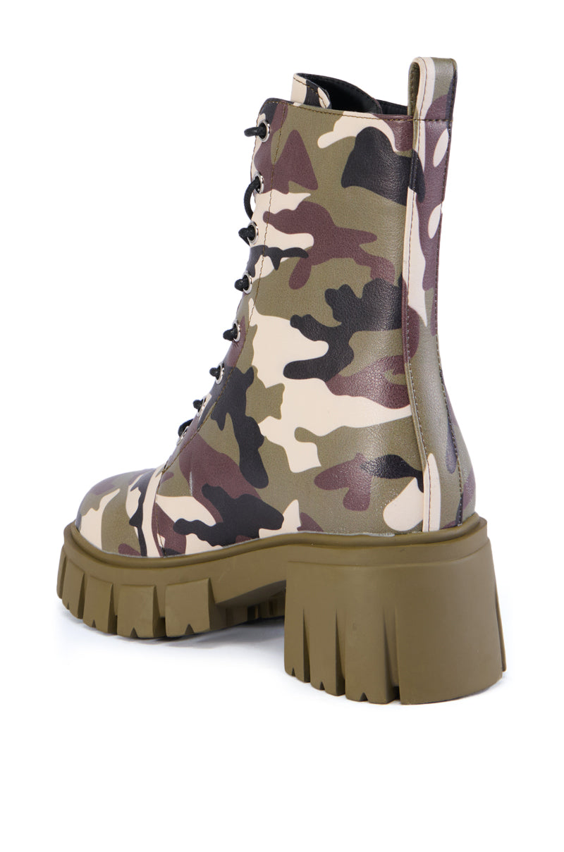 AZALEA WANG SAYONA CAMO COMBAT BOOTIE