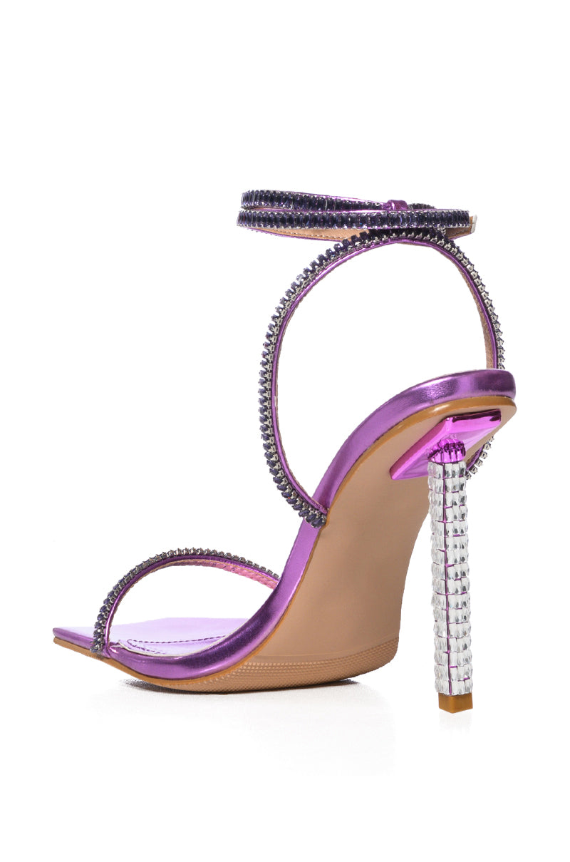 AZALEA WANG ELVEN PURPLE DIAMOND HEEL SANDAL