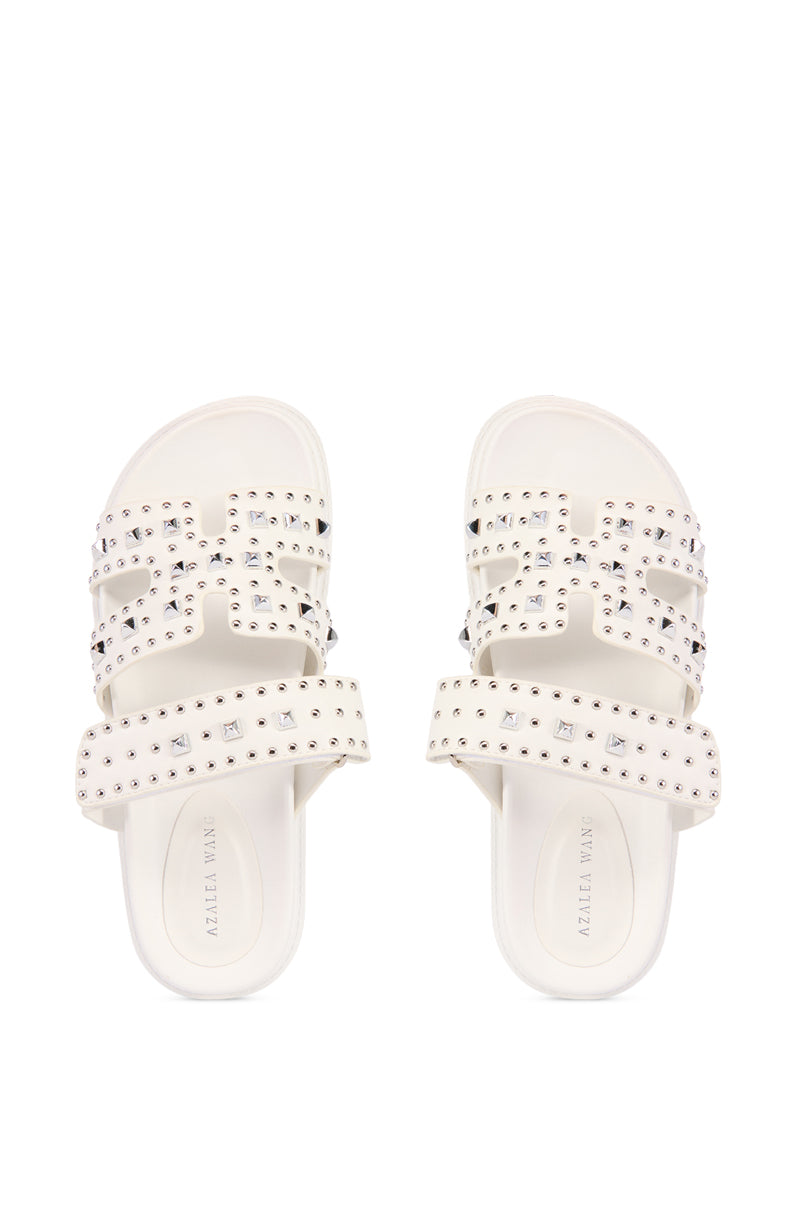 AZALEA WANG KEPLER WHITE EMBELLISHED SLIP ON SANDAL