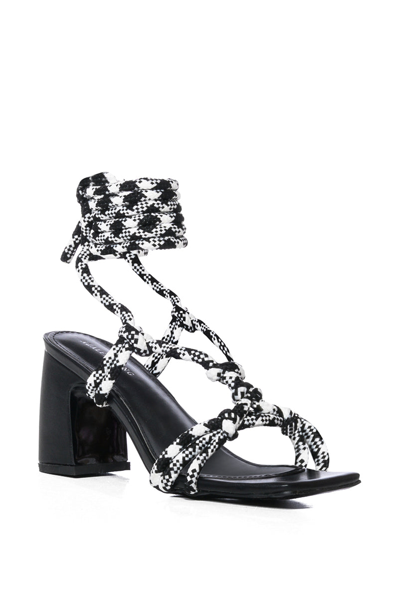 AZALEA WANG KAELIE CHUNKY ROPE SANDAL IN BLACK