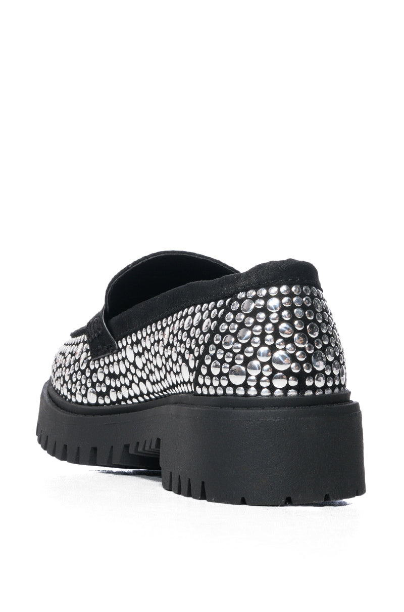 AZALEA WANG WYNNE STUDDED LOAFER IN SILVER