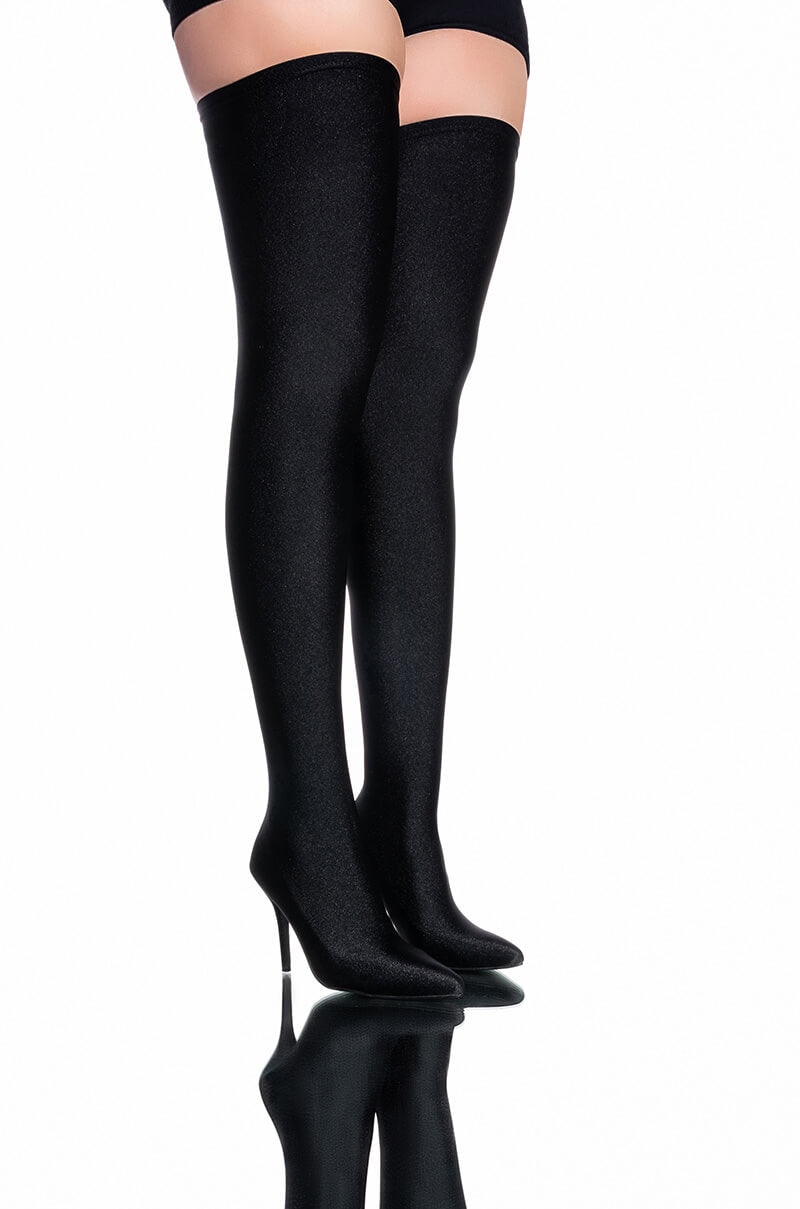 AZALEA WANG LOVE STRUCK THIGH HIGH STILETTO BOOT IN BLACK