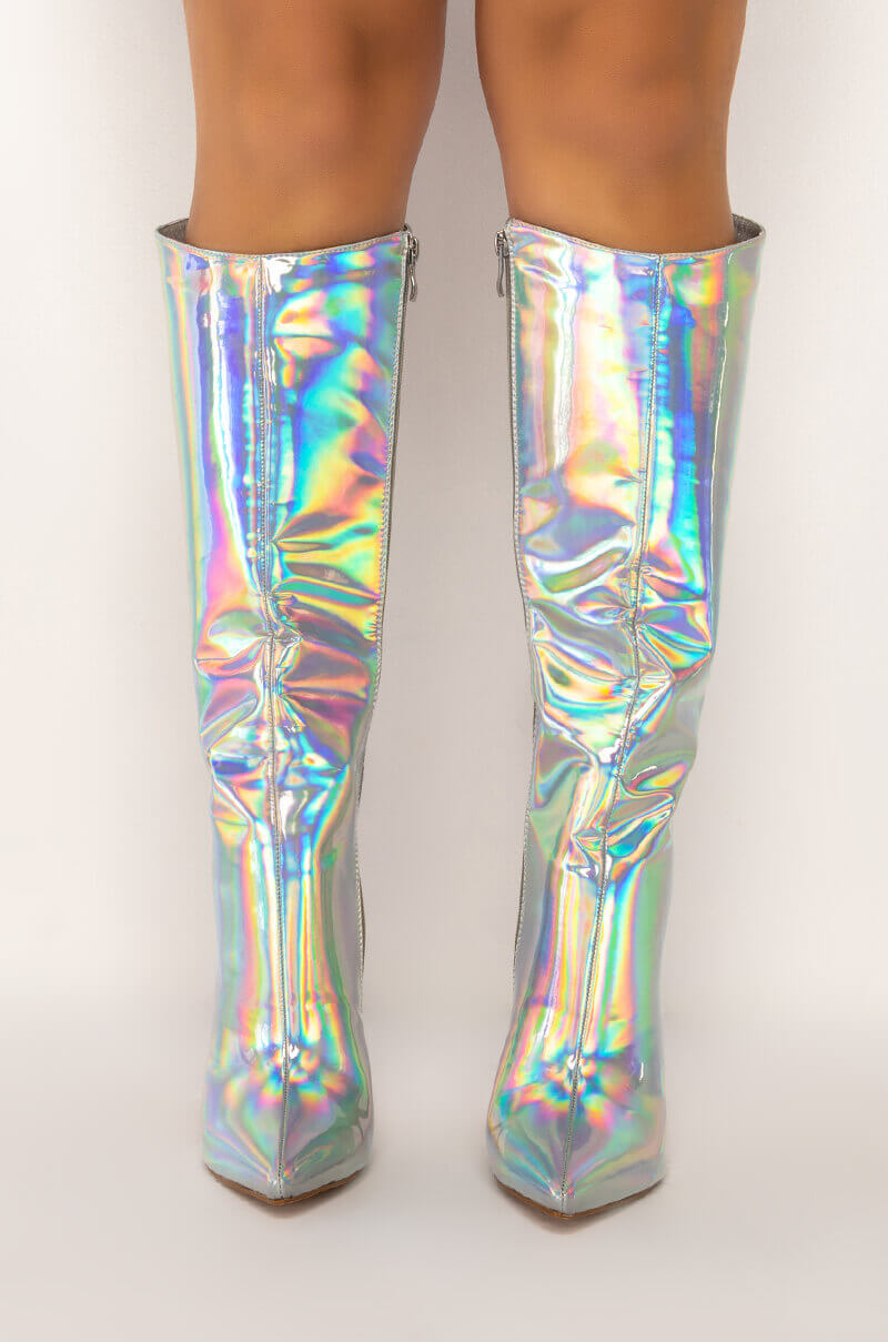 AZALEA WANG NOVA SEXY STILETTO BOOT IN SILVER