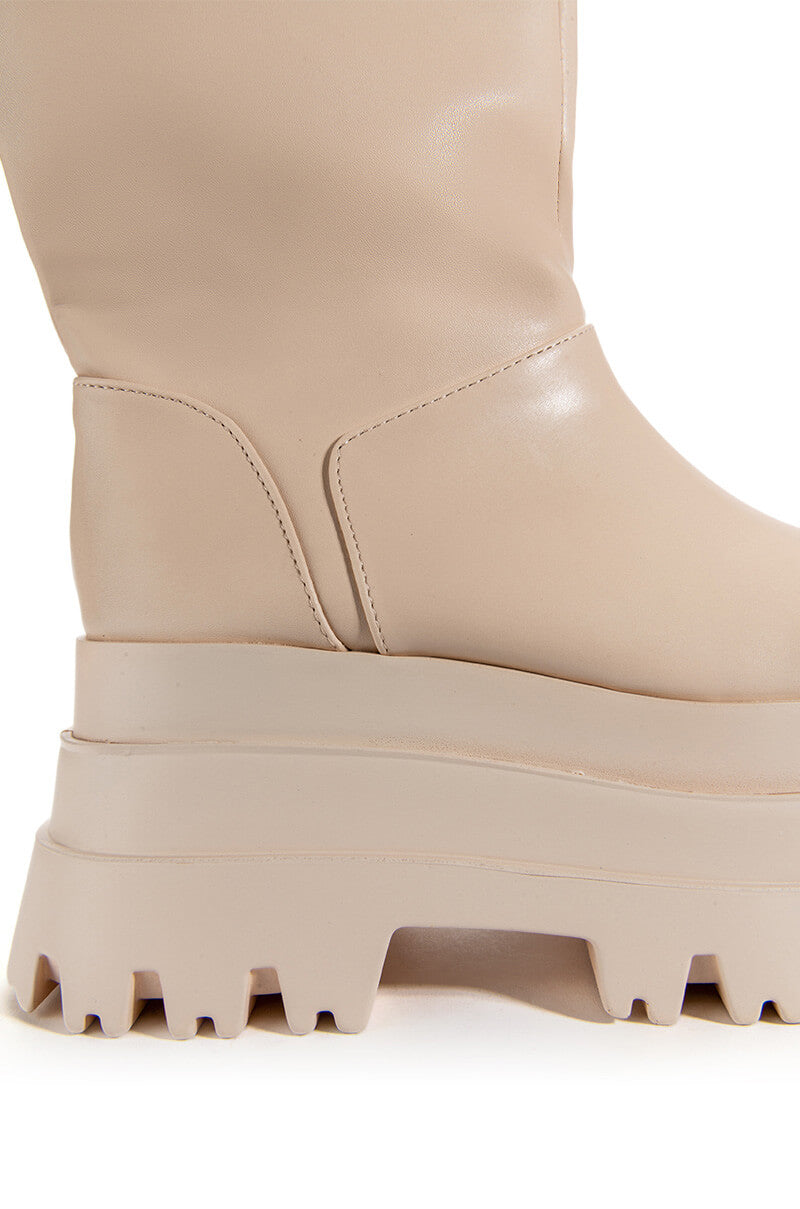 SKYHIGH FLATFORM BOOTIE IN NUDE